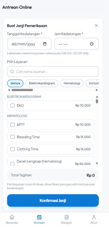 Langkah 1: buat janji pemeriksaan, pilih tanggal dan layanan