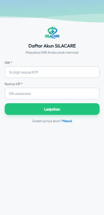 Langkah 1: isi NIK dan nomor HP di halaman Daftar