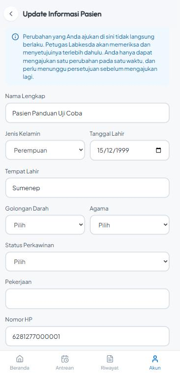 Langkah 2: lengkapi formulir Update Informasi Pasien